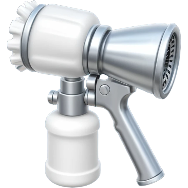 foam sprayer nozzle object icon, hose nozzle spraying thick foam, shiny metal parts, 3D cartoon, mobile game icon style, centered, clean background, no text, no watermark

 emoji