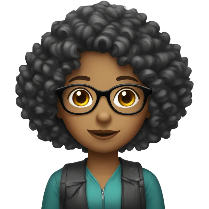 Curly hair girl with glasses  emoji