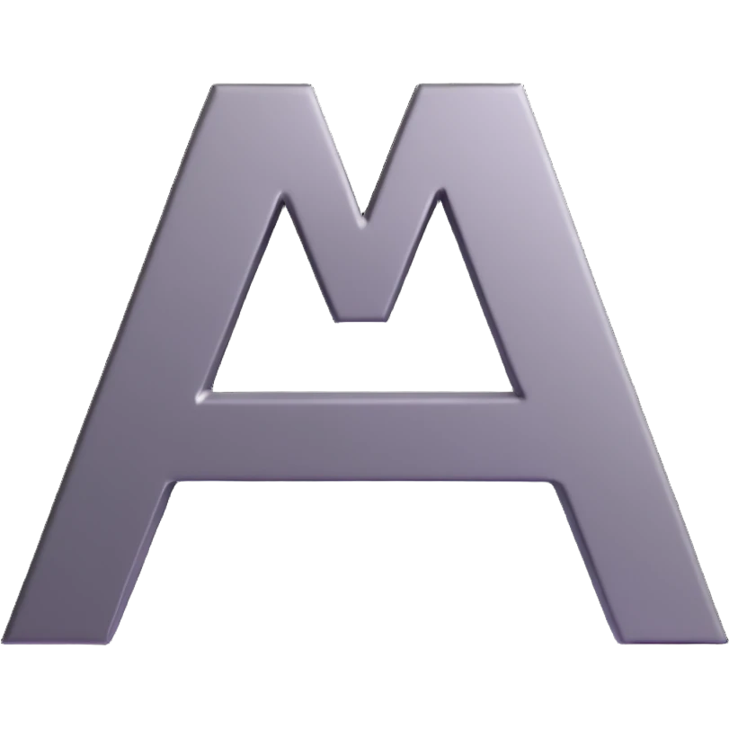 shiny 3D letter A with metallic texture emoji