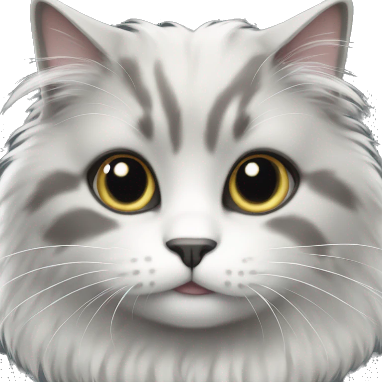 Grey and white fluffy cat cute emoji