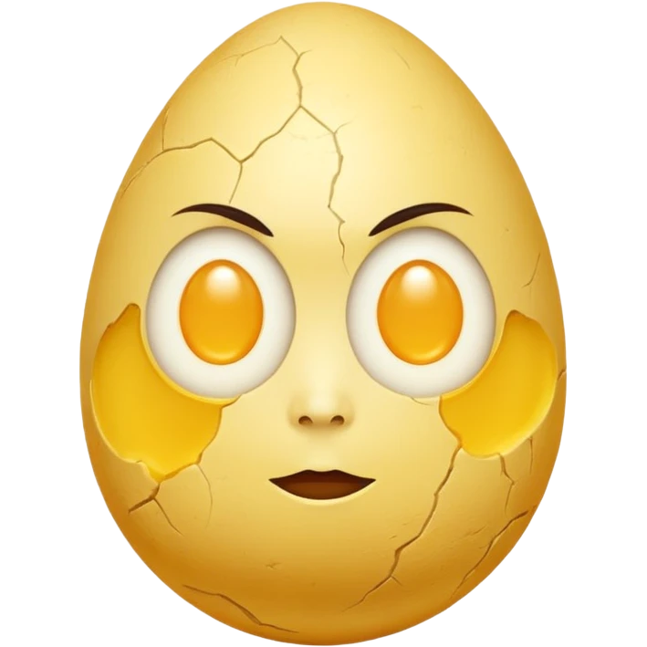 yellow egg with moon face emoji