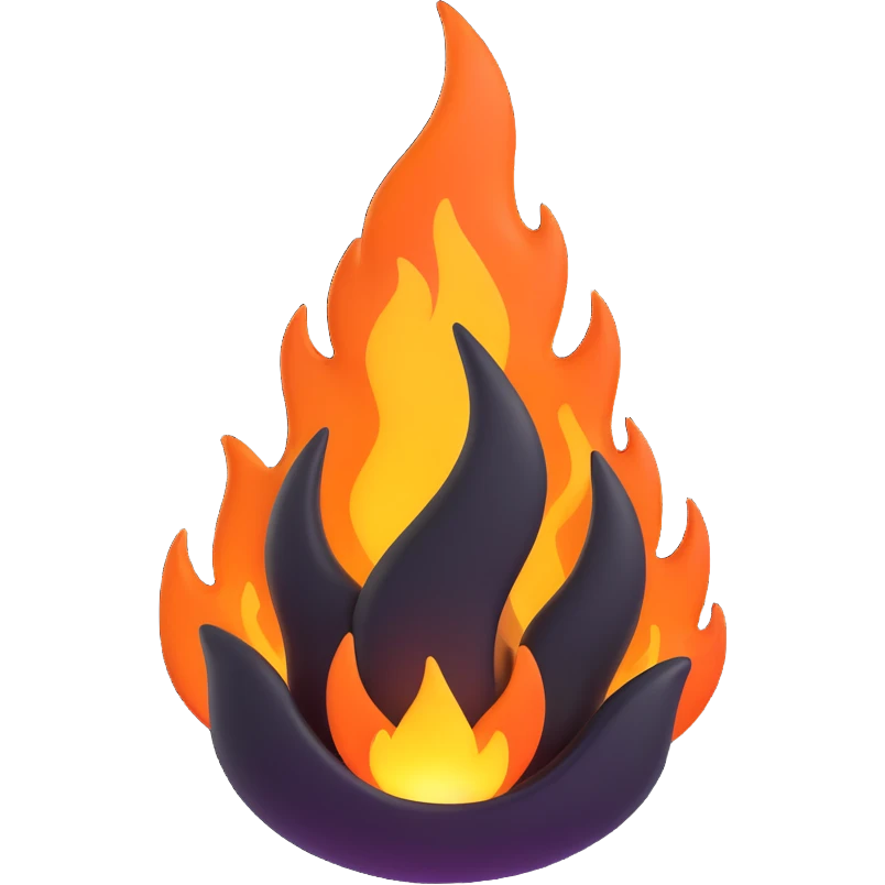 stylized black flame 3D emoji style emoji