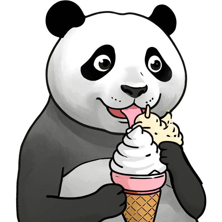 Panda eating ice cream emoji
