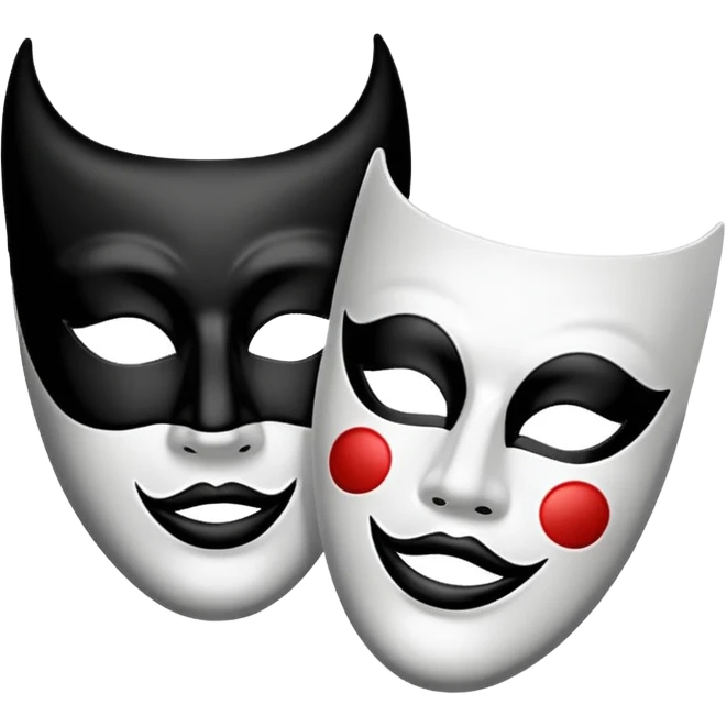 Create this emoji : 🎭 but in White and black and gray emoji