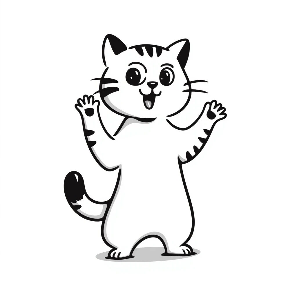 hand drawn cat with playful accents, doodle style emoji