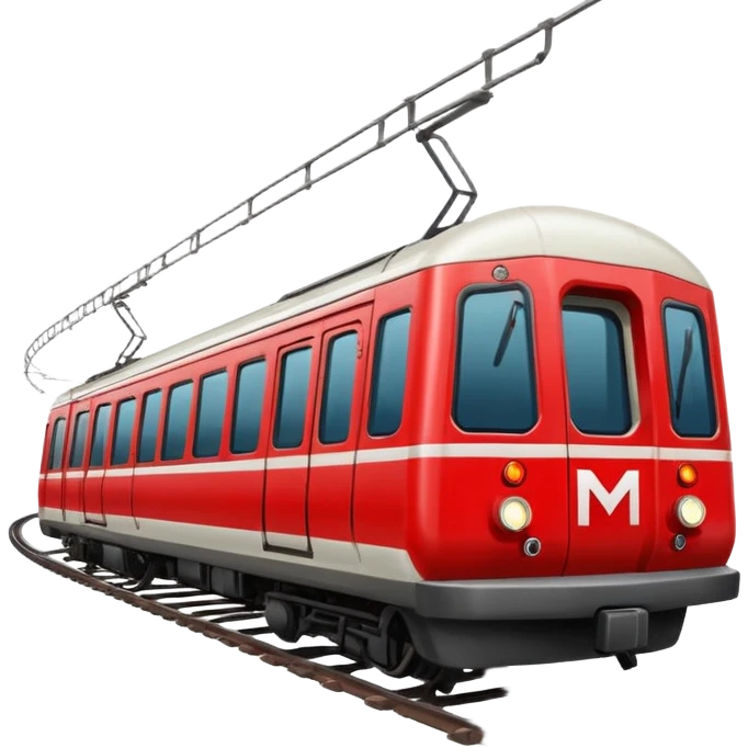 Moscow subway train with red M sign, clean and vibrant emoji