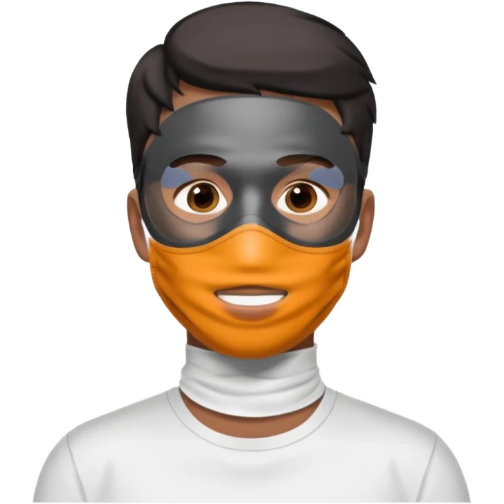  man, skincare charcoal face mask, white shirt emoji