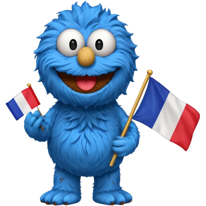 cookie monster with french flag emoji