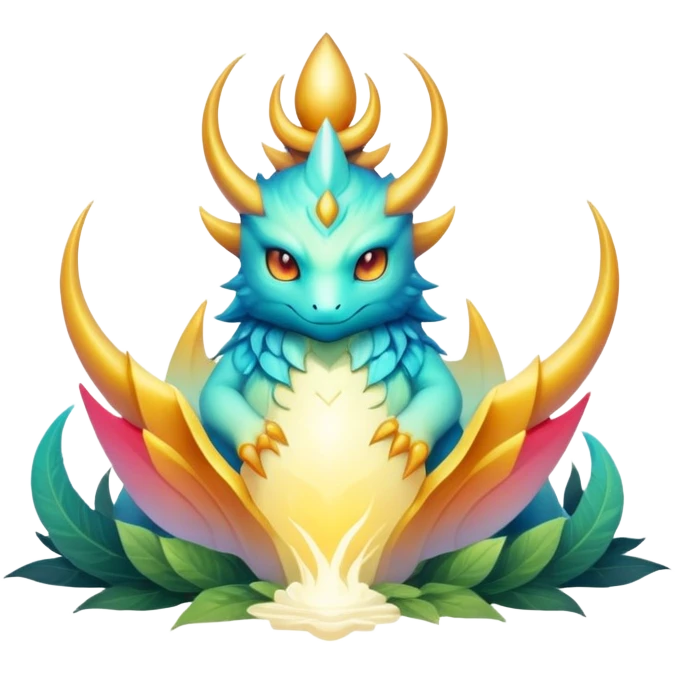 Epic divine legendary complex detailed gradients aesthetic-Fakémon-creature-scenery emoji