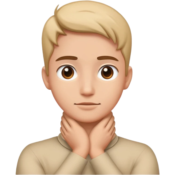 Person with hands crossed on their neck emoji