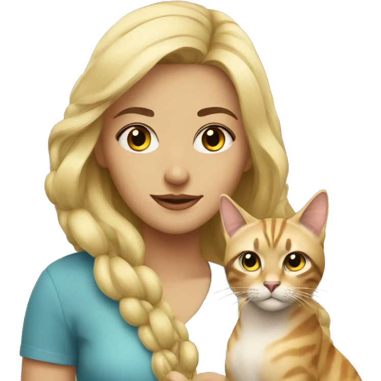 Blonde girl with exotic cat  emoji