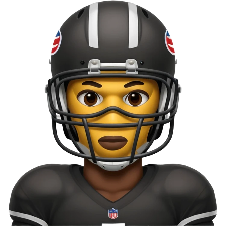 American black football player with a mask which have small holes like a goalkeeper mask emoji