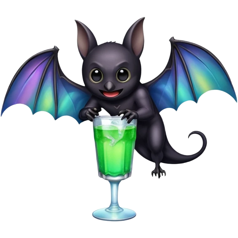 black bat drinkig sprite emoji