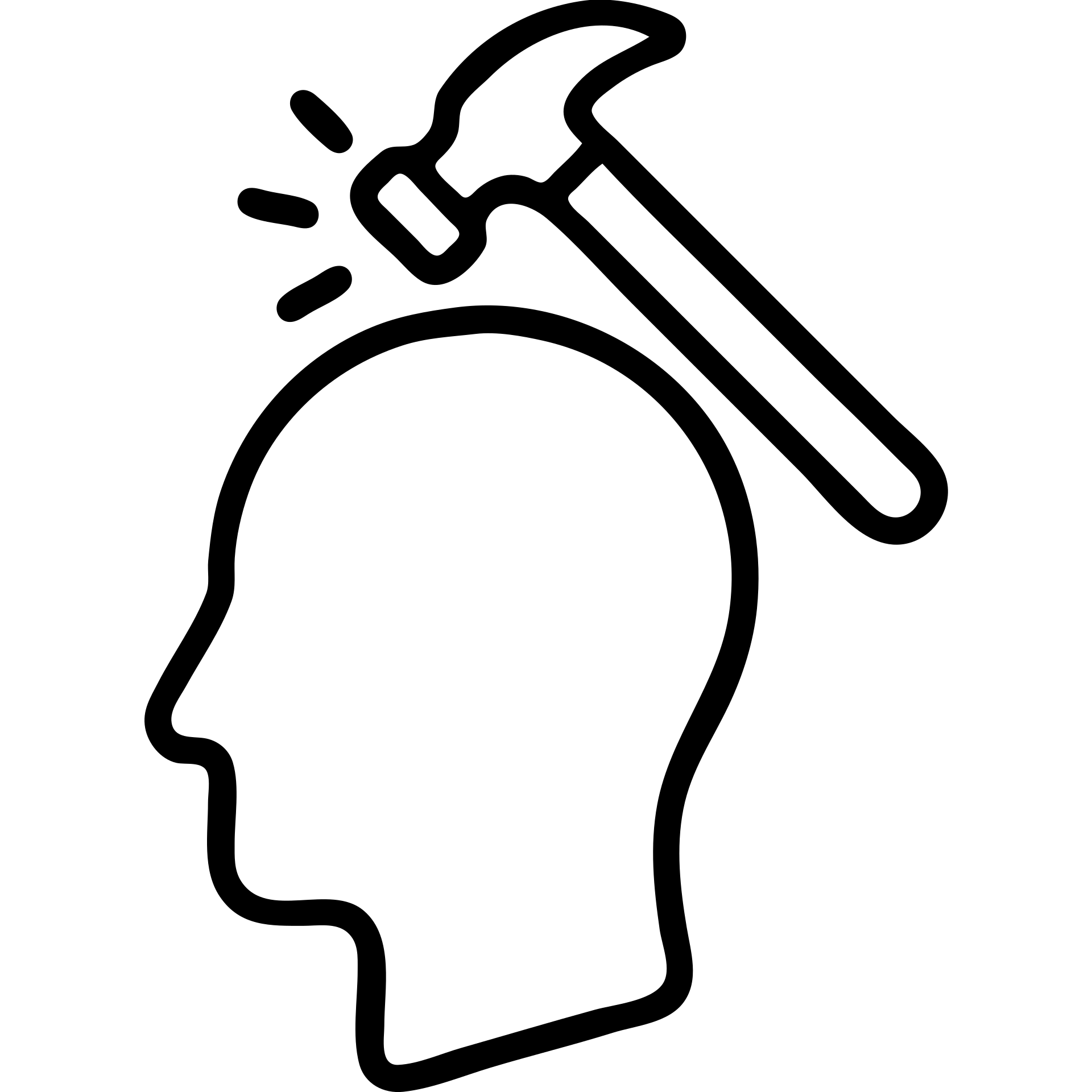 head with a hammer hitting it outlined icon emoji