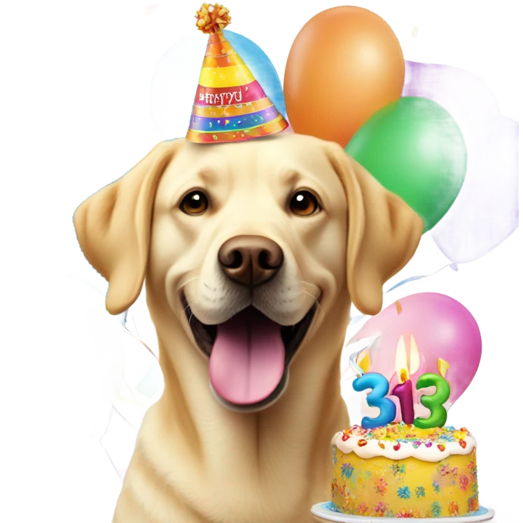 Yellow lab turns 3 emoji
