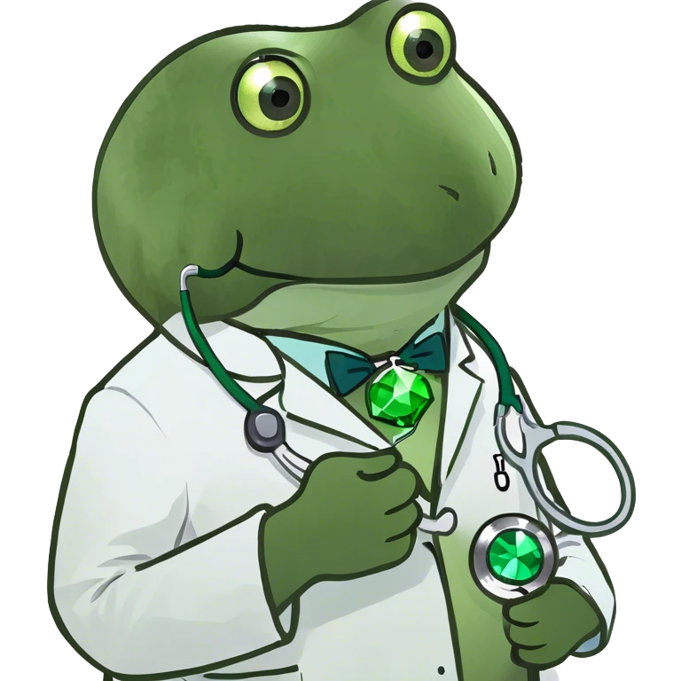doctor bufo holding a green gem emoji