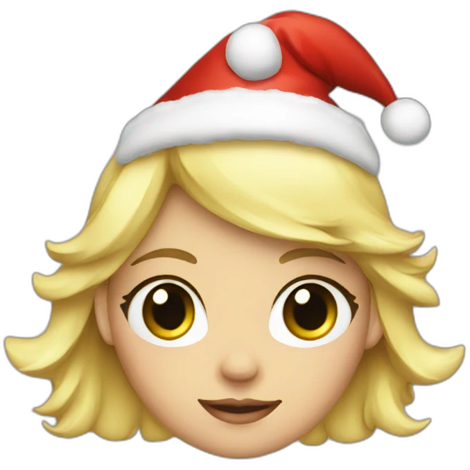 Blond girl with Christmas hat emoji