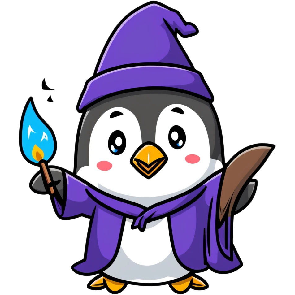 penguin casting magic spells emoji