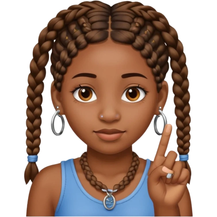 Black girl with nose ring and braids sticking middle finger emoji