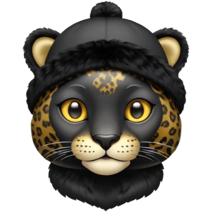 A black jaguar wearing a baby hat emoji