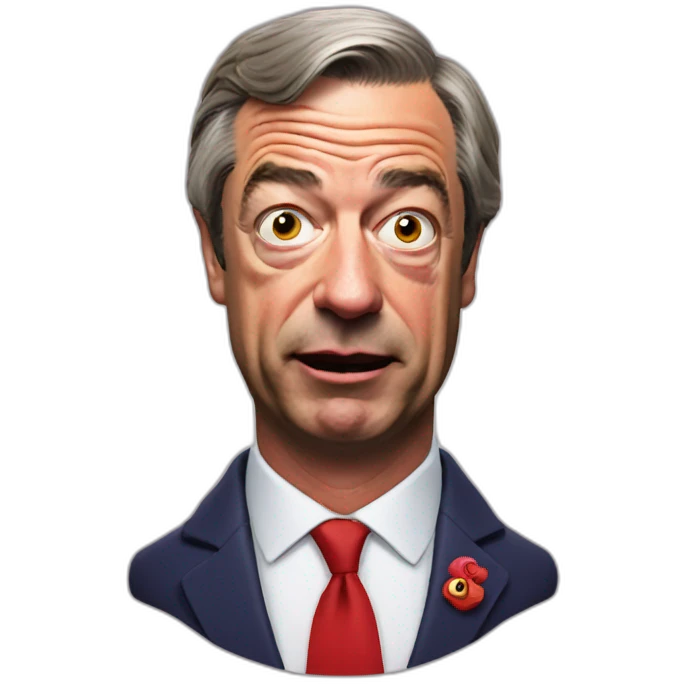 nigel farage with red face emoji