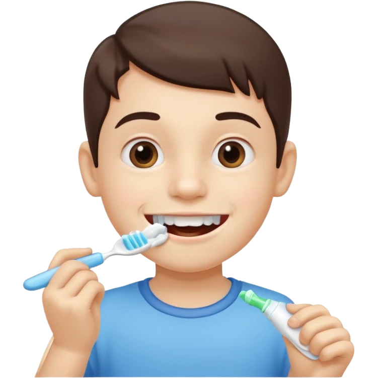 Kid brushing their teeth emoji