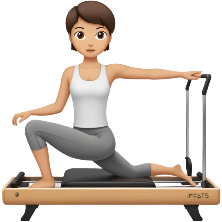 brunette in short, doing reformer pilates emoji