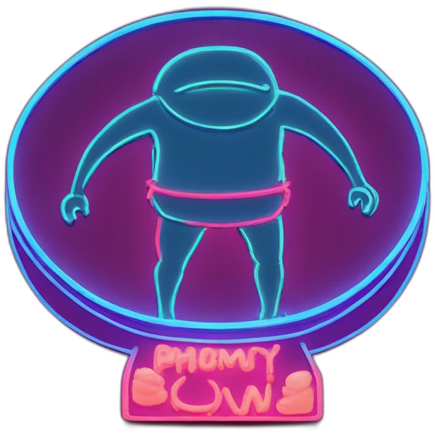 Juicy booty neon sign style man emoji