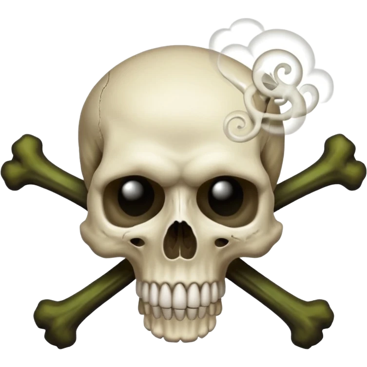 a poisonous cloud of gas, dark swamp color, with an image of a skull and two crossed bones behind the skull emoji