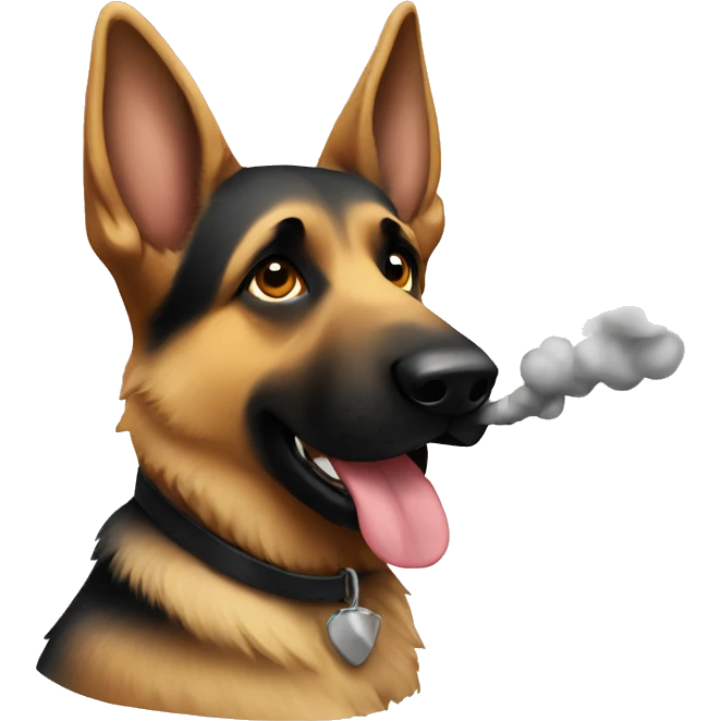 german shepherd with smokin emoji