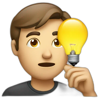 man thinking with bulb emoji