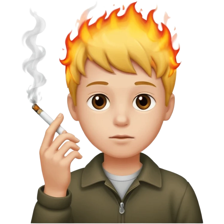 a young boy with a sigarette  emoji