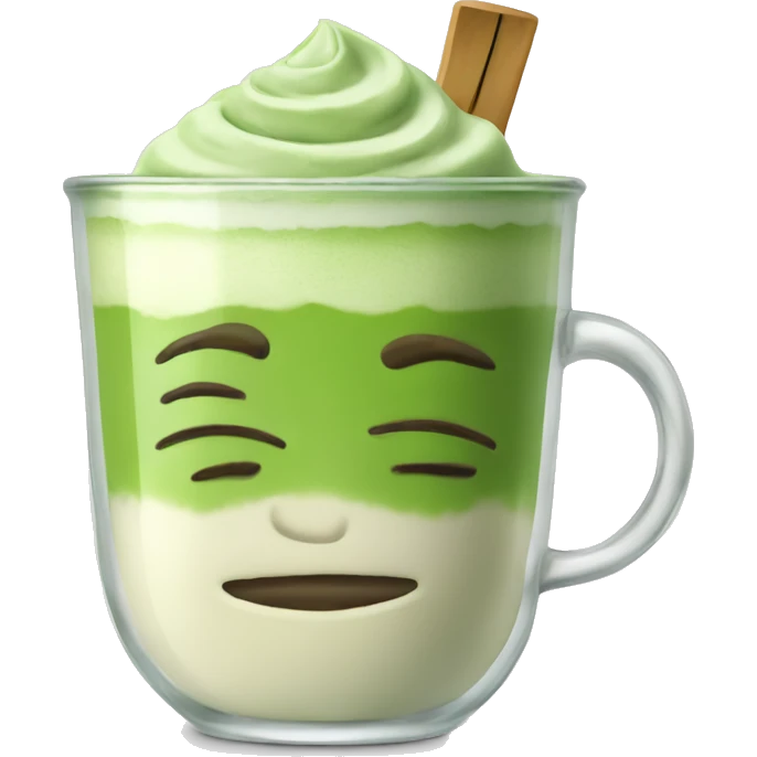 matcha latte in a clear glass cup emoji