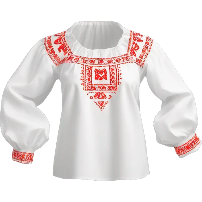  Blouse vyshyvanka, white with red embodiary on sleeves emoji