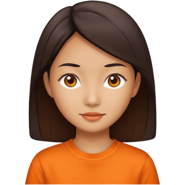 Asian woman with orange shirt emoji