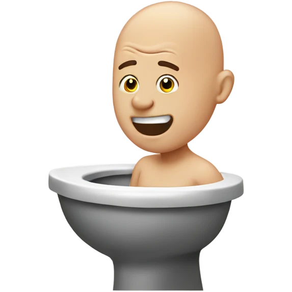 Bald head coming from the toilet ￼ emoji
