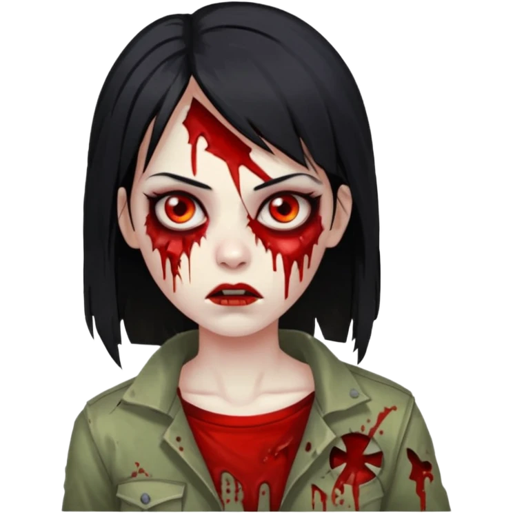 mulher zumbi cabelo liso tamanho medio preto emoji