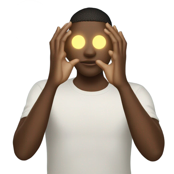 White Someone holding a glowing ball in front of them with two hands ,half covering their face looking at it emoji