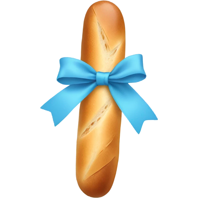 Baguette with light blue bow emoji