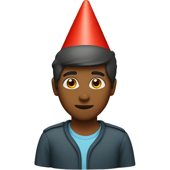 Boy with a red cone on his head emoji