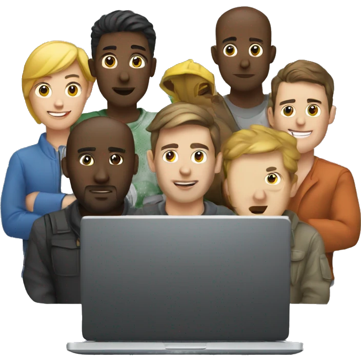 group of developers with a laptop emoji