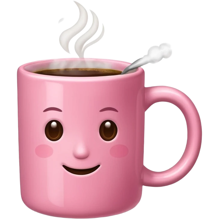 pink mug of steaming coffee emoji