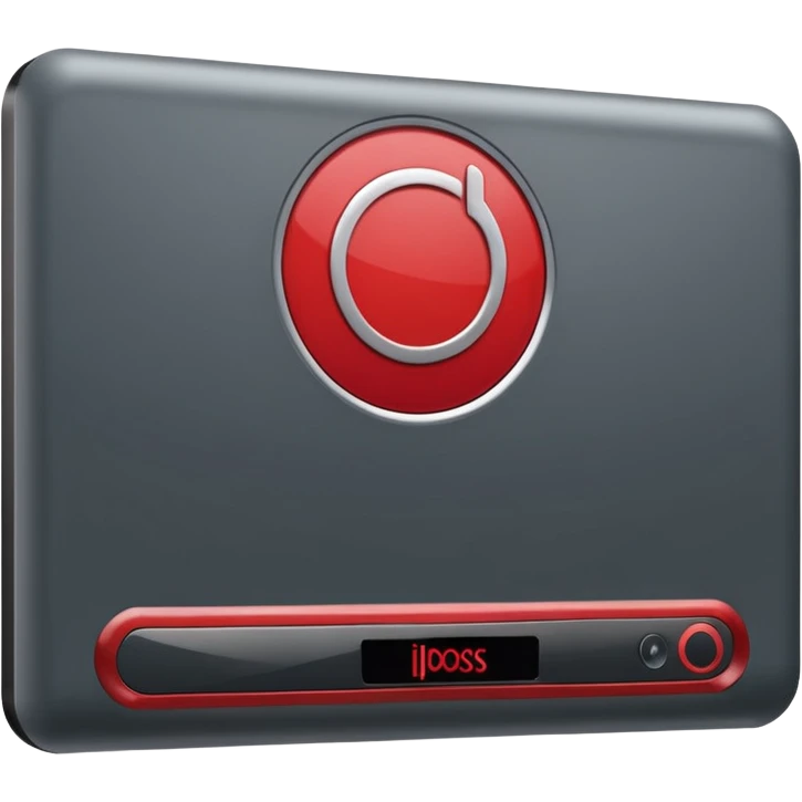 Create a TV-style baseboard in dark gray and red. On one side, a circle for the media outlet's logo. emoji