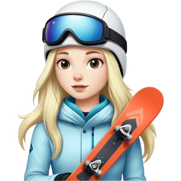 Girl w long hair snowboarding emoji