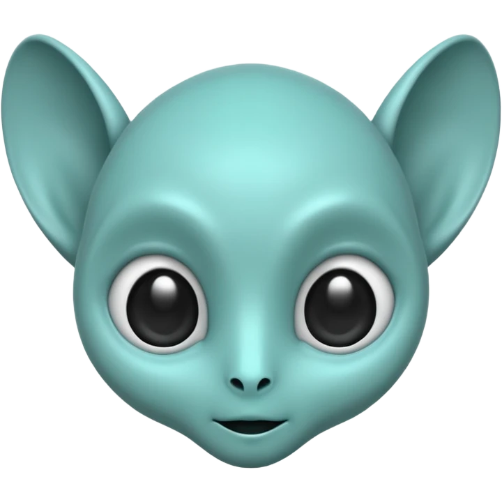 teal alien with two rounded ears and big pure black eyes emoji