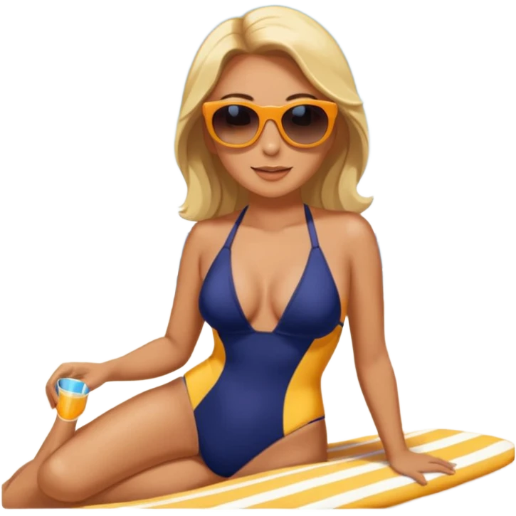 Donnamora che prende il sole al mare emoji