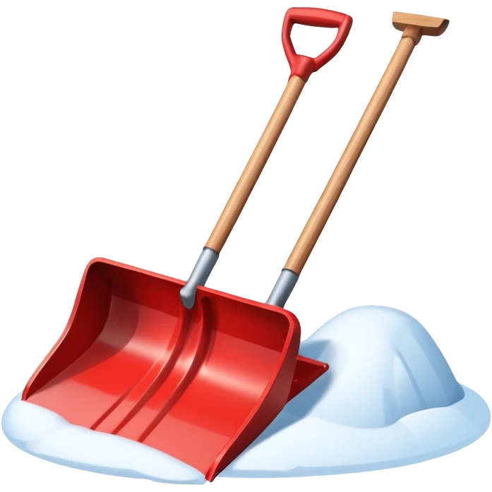 snow shovel object icon, metal snow shovel with wooden handle, winter equipment, glossy highlights, 3D cartoon, mobile game icon style, centered, clean background, no text, no watermark

 emoji