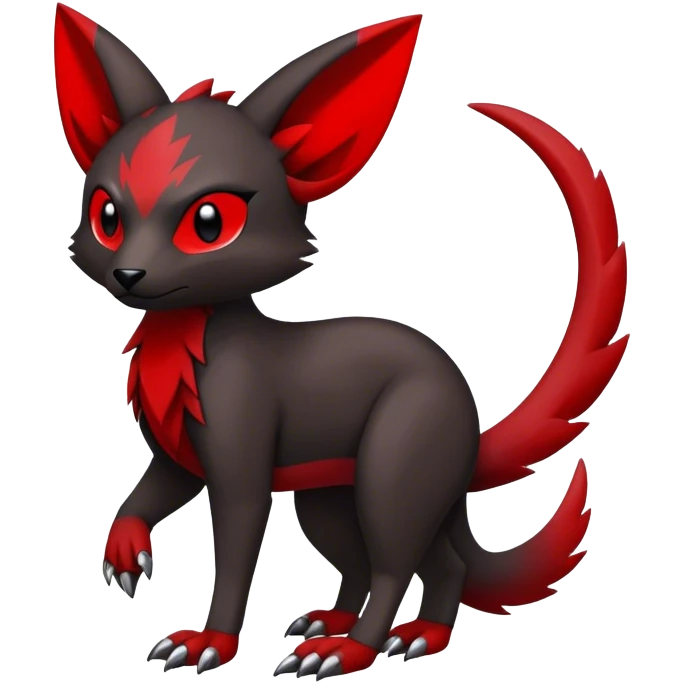 Cool edgy black red animal hybrid Fakemon full body emoji