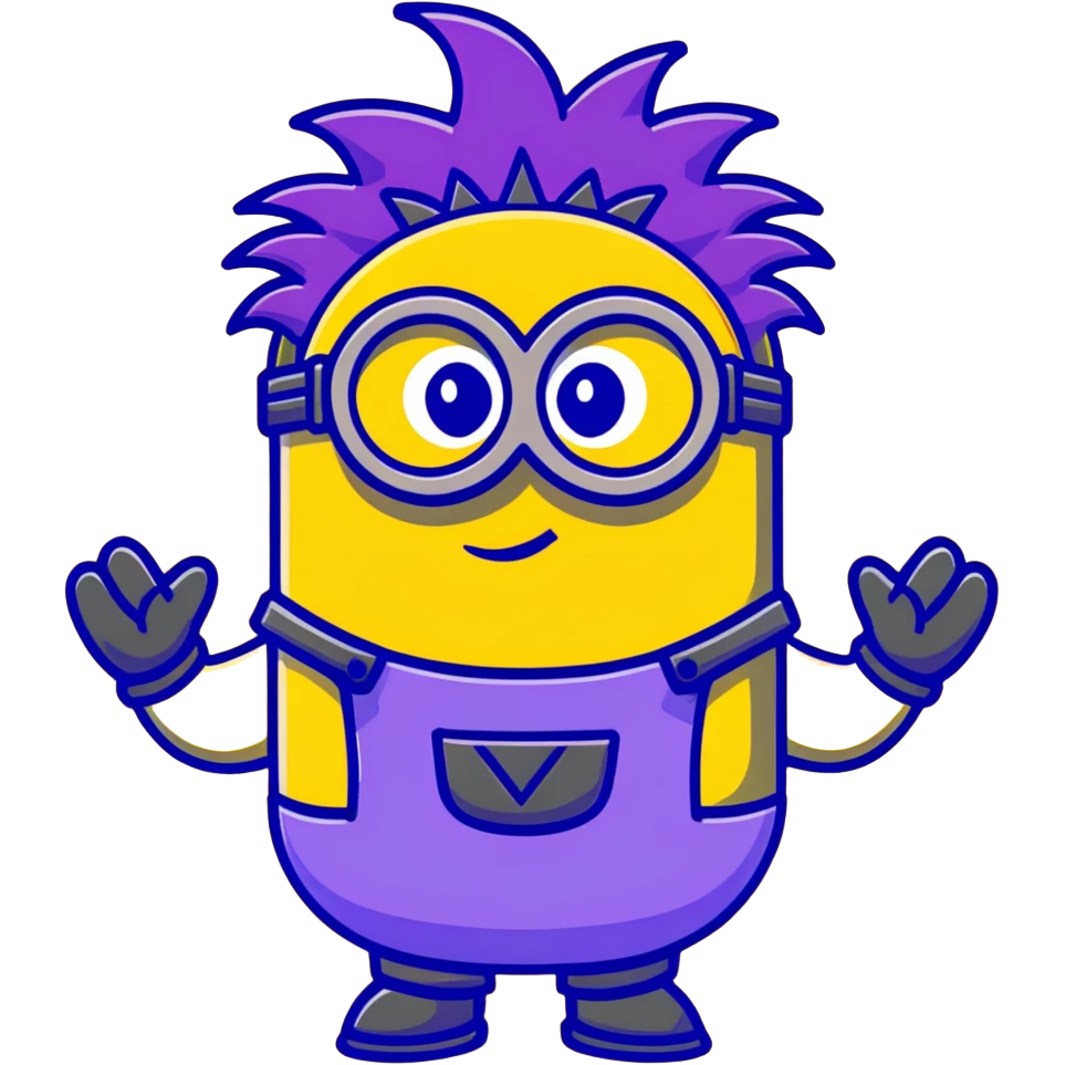 purple minion with spiky hair emoji