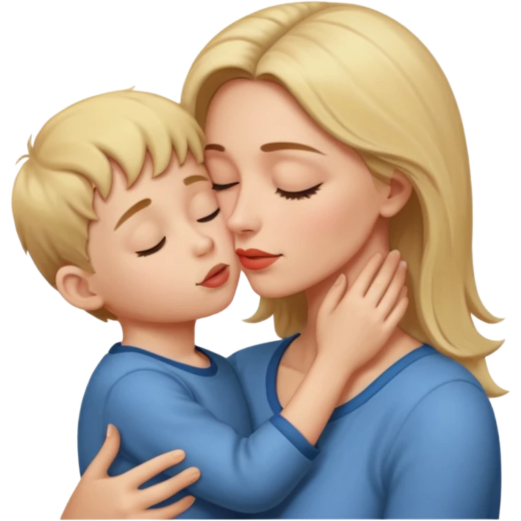 Mulher beijando testa do filho  emoji